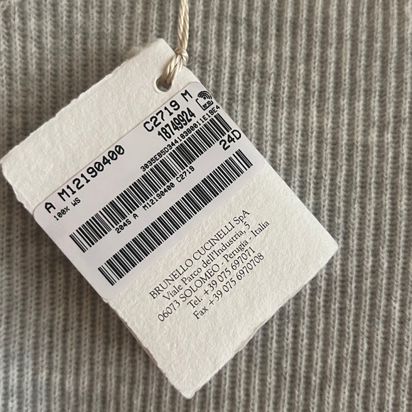 NWT Brunello Cucinelli 100% Cashmere Rib Bell Monili Cuff Made Italy Size M - Picture 11 of 11